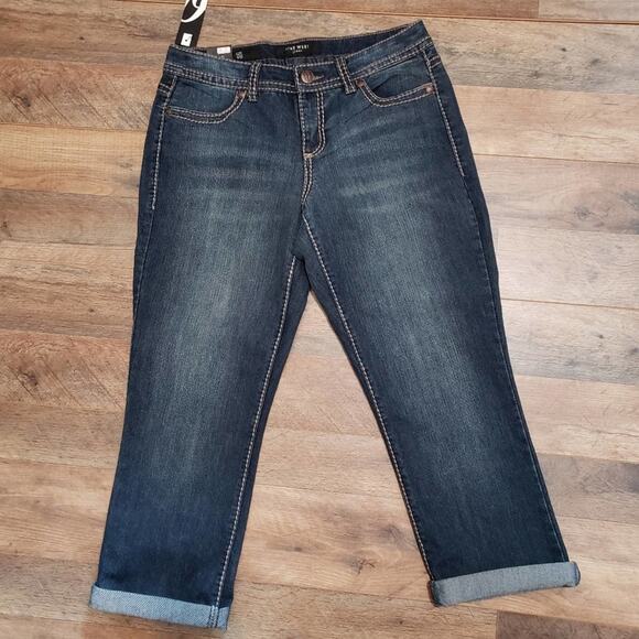 New Nine West Jeans Womens Adela Wash Bling Denim Capri Cropped Size 4/27 Bling - Picture 2 of 12